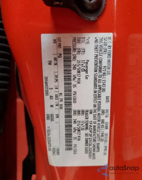 2016 Ford Focus Se z USA, uszkodzony, nr VIN 1FADP3F2XGL325051